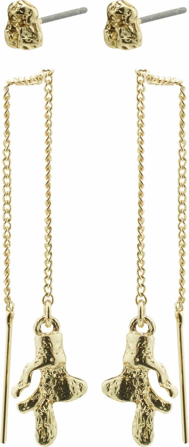 Pilgrim BLOSSOM Recycled Kæde øreringe 2-i-1 Sæt Guldbelagt