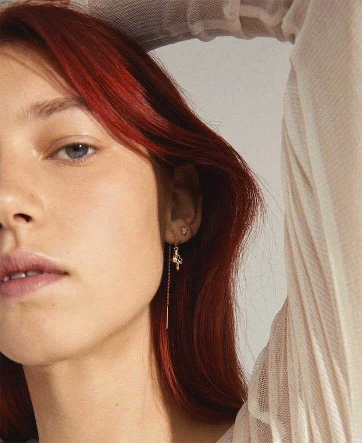 Pilgrim BLOSSOM Recycled Kæde øreringe 2-i-1 Sæt Guldbelagt - Billede 2