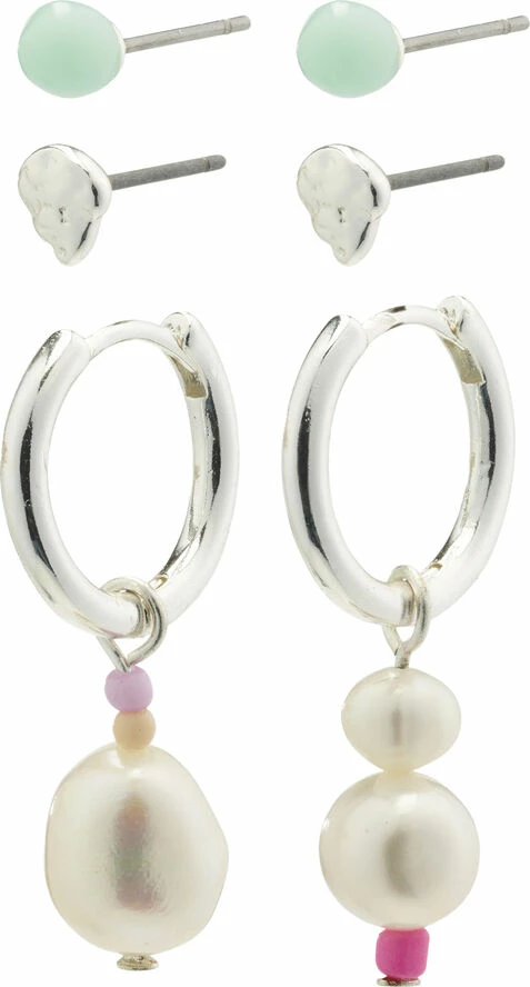 Pilgrim ENERGETIC Ferskvandsperle øreringe 3-i-1 Sæt Sølvbelagt