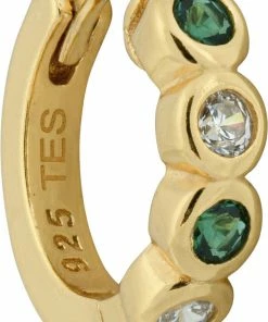 The Earring Shop Ellie Huggie Emerald/White Gold