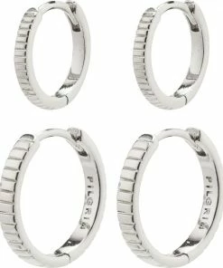 Pilgrim HAPPY Huggie Hoop øreringe 2-i-1 Sæt Sølvbelagt