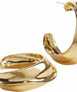 Mango Embossed Hoop Earrings Gold