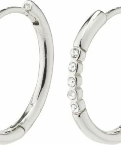 Pilgrim TRUDY Large Crystal Hoop Earrings Silver-plated