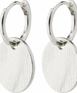 Pilgrim LOVE Coin Hoop Earrings Silver-plated