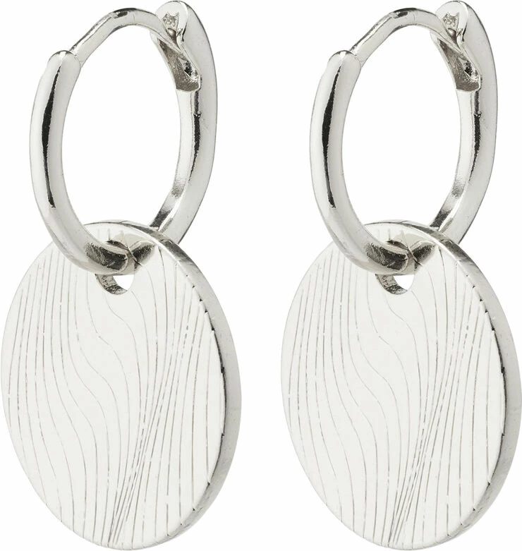 Pilgrim LOVE Coin Hoop Earrings Silver-plated