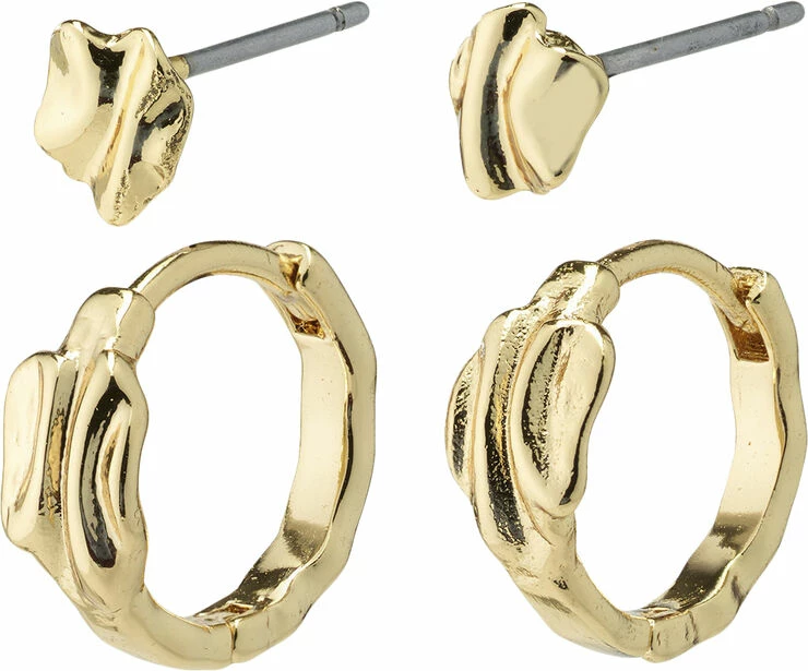 Pilgrim PEACE Huggie Hoops And Earstuds 2-in1 Set Gold-plated