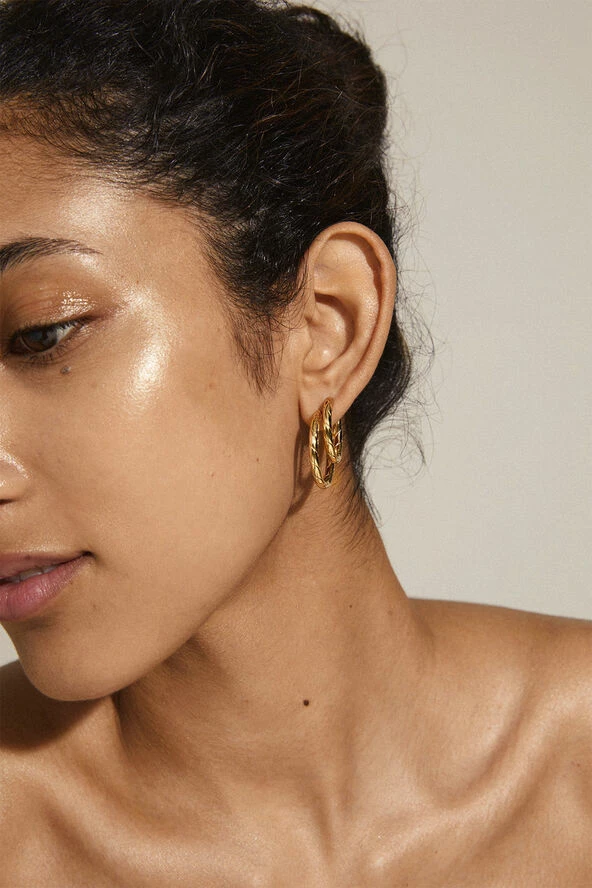 Pilgrim LOVE Hoop Earrings 2-in-1 Set Gold-plated - Billede 2