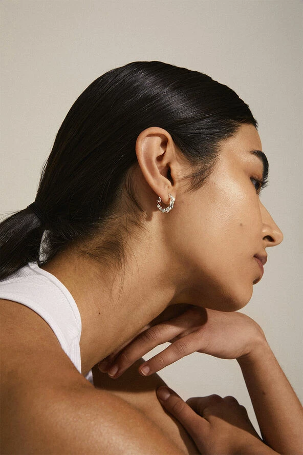 Pilgrim TAFFY Recycled Medium Size Swirl Hoop Earrings Silver-plated - Billede 3