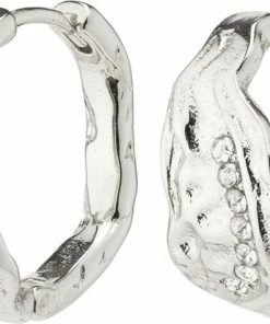 Pilgrim PIA Organic Shape Crystal Hoop Earrings Silver-plated