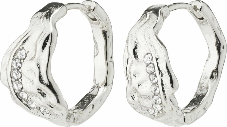 Pilgrim PIA Organic Shape Crystal Hoop Earrings Silver-plated