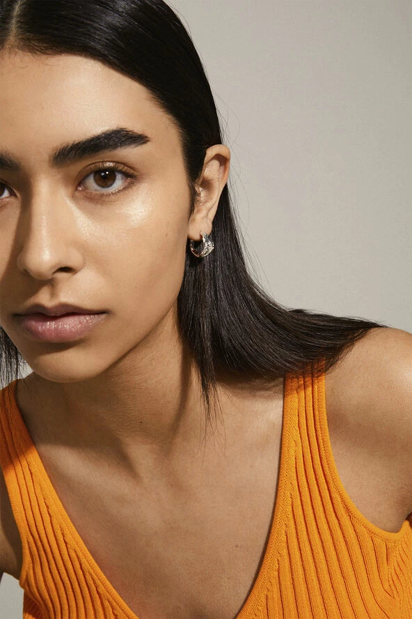 Pilgrim PIA Organic Shape Crystal Hoop Earrings Silver-plated - Billede 2