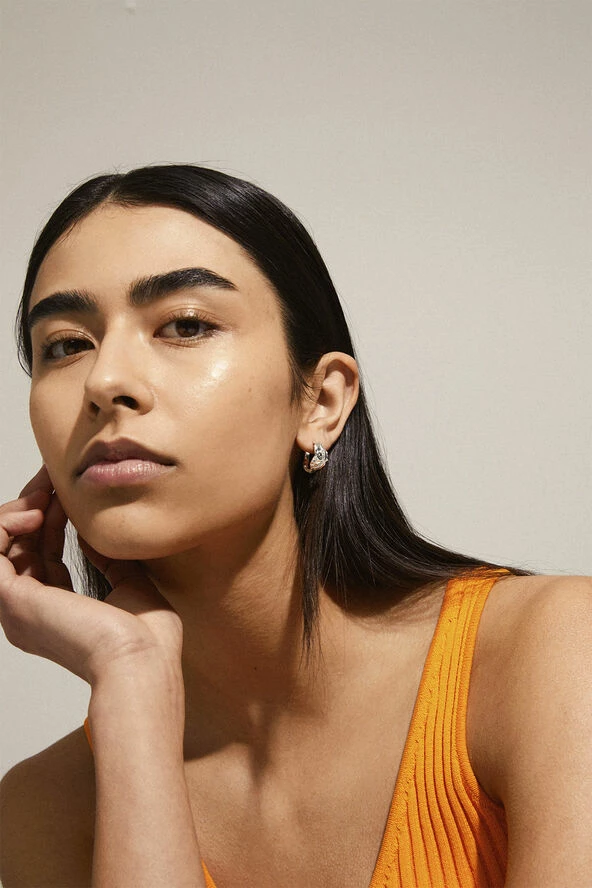 Pilgrim PIA Organic Shape Crystal Hoop Earrings Silver-plated - Billede 3