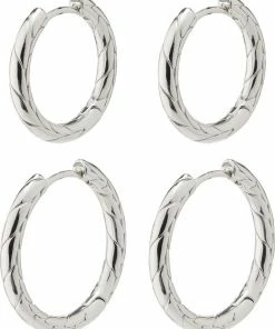 Pilgrim LOVE Hoop Earrings 2-in-1 Set Silver-plated
