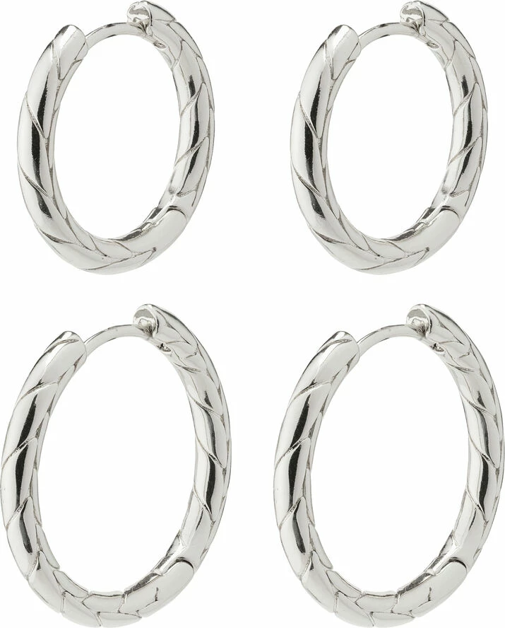 Pilgrim LOVE Hoop Earrings 2-in-1 Set Silver-plated