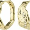 Pilgrim PIA Organic Shape Crystal Hoop Earrings Gold-plated