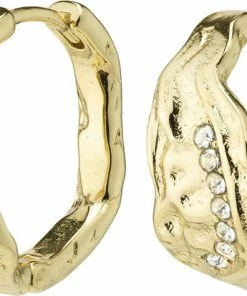 Pilgrim PIA Organic Shape Crystal Hoop Earrings Gold-plated