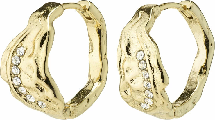 Pilgrim PIA Organic Shape Crystal Hoop Earrings Gold-plated