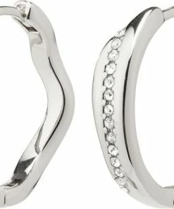 Pilgrim FREEDOM Crystal Hoop Earrings Silver-plated
