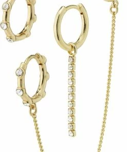 Pilgrim LEA Asymmetrical Crystal Earrings 4-in-1 Set Gold-plated