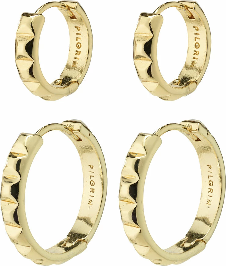 Pilgrim TRISHA Pyramid Shape Hoop Earrings 2-in-1 Set Gold-plated