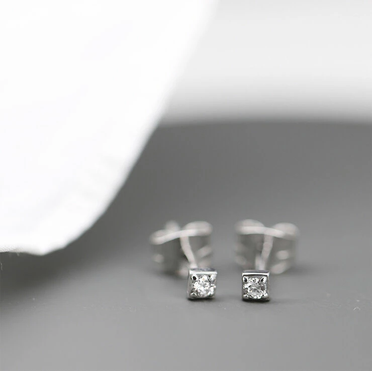 Ro Copenhagen Rock Square Diamant ørestik S WG - Billede 3