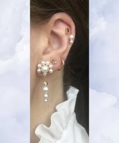 The Earring Shop Trinity Stud Black/Ruby/White Gold