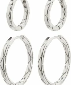 Pilgrim BLOSSOM Recycled Hoop øreringe 2-i-1 Sæt Sølvbelagt