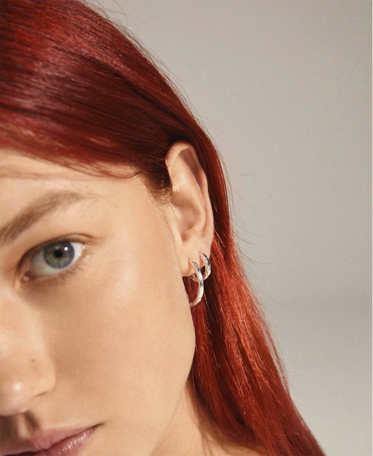 Pilgrim BLOSSOM Recycled Hoop øreringe 2-i-1 Sæt Sølvbelagt - Billede 2