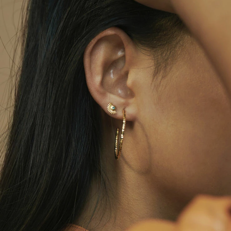 ENAMEL Copenhagen Hoops, Diamond Cut Large 925s/Gp - Billede 2